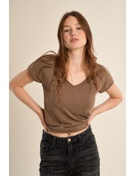 Camiseta de mujer de manga corta, escote V.