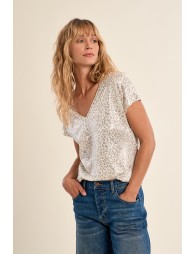 Camiseta de mujer de manga corta, estampado animal.