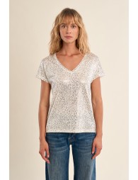 Camiseta de mujer de manga corta, estampado animal.