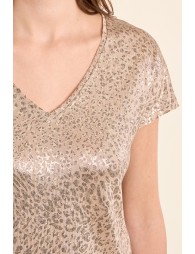 Camiseta de mujer de manga corta, estampado animal.