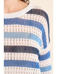 Pull en maille ajourée, rayé