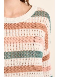 Pull en maille ajourée, rayé