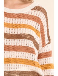 Pull en maille ajourée, rayé