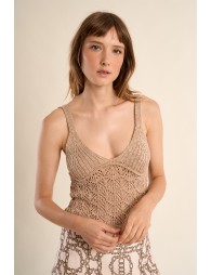 Openwork knit tank top