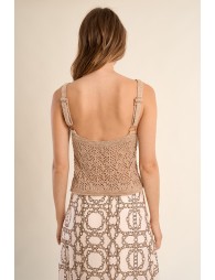 Openwork knit tank top