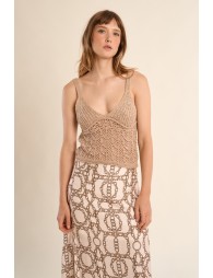 Openwork knit tank top