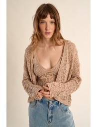 Openwork knit cardigan