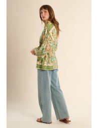 Satin and printed kimono