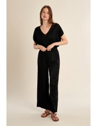 Pantalon large, effet satiné