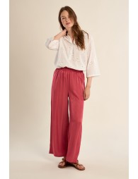 Pantalon large, effet satiné
