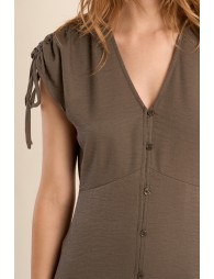 Robe mi-longue, col V