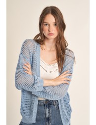 Iridescent and semi-transparent knit cardigan