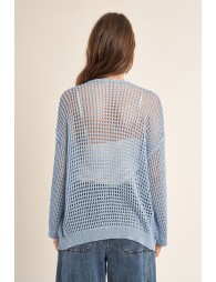 Iridescent and semi-transparent knit cardigan