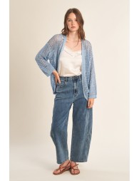 Iridescent and semi-transparent knit cardigan