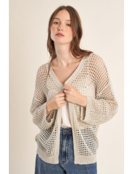 Iridescent and semi-transparent knit cardigan