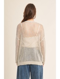Iridescent and semi-transparent knit cardigan