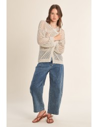 Iridescent and semi-transparent knit cardigan