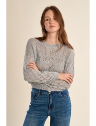 Long-sleeved knitted sweater in semi-sheer