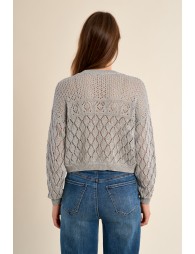 Long-sleeved knitted sweater in semi-sheer