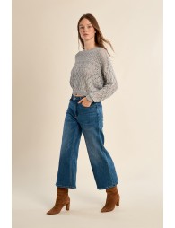 Long-sleeved knitted sweater in semi-sheer