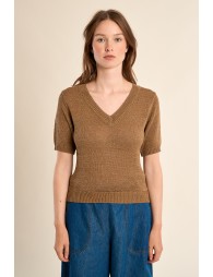 Short-sleeved knitted sweater
