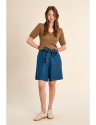 Pull en maille manches courtes