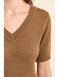 Jersey de mujer de manga corta, escote en V.