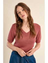 Short-sleeved knitted sweater