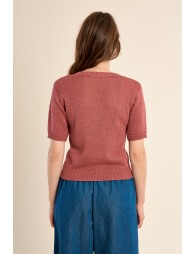 Short-sleeved knitted sweater