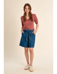 Short-sleeved knitted sweater