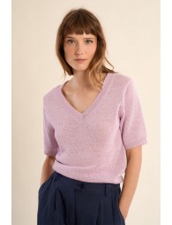 Short-sleeved knitted sweater