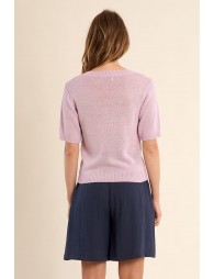 Jersey de mujer de manga corta, escote en V.