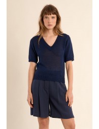 Short-sleeved knitted sweater