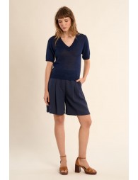 Short-sleeved knitted sweater