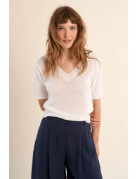 Pull en maille manches courtes