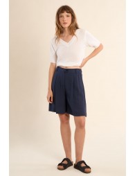 Short-sleeved knitted sweater