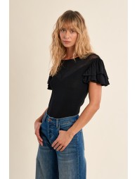 T-shirt avec col en semi-transparence