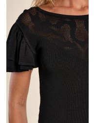 T-shirt avec col en semi-transparence