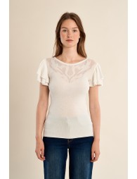 T-shirt with semi-transparent collar