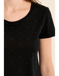 T-shirt basique, parsemé de strass
