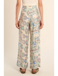 Straight trousers with ethnic pattern