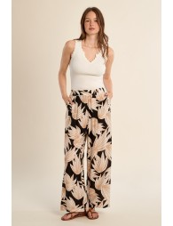 Pantalon fluide imprimé, taille haute