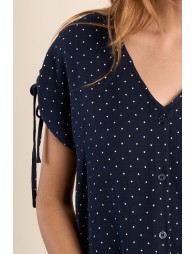 Top de mujer de manga corta, estampado lunares.