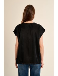 Top de mujer de manga corta, cuello en V.