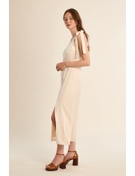 Long dress to tie, satin effect