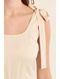 Long dress to tie, satin effect