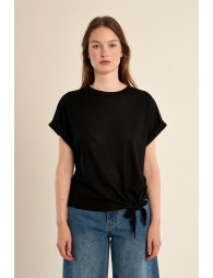 Knotted T-shirt, openwork detail