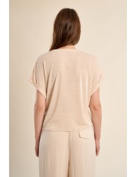 Knotted T-shirt, openwork detail