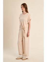 Knotted T-shirt, openwork detail