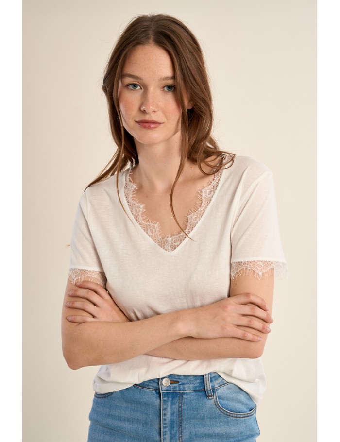 Basic T-shirt, lace detail